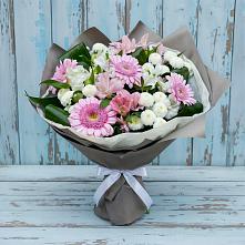 Букет цветов из:  Герберы, Альстромерии и Хризантемы в Лакинске