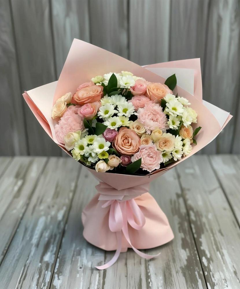 Букет цветов из: Гвоздики, Розы и Хризантемы в Лакинске