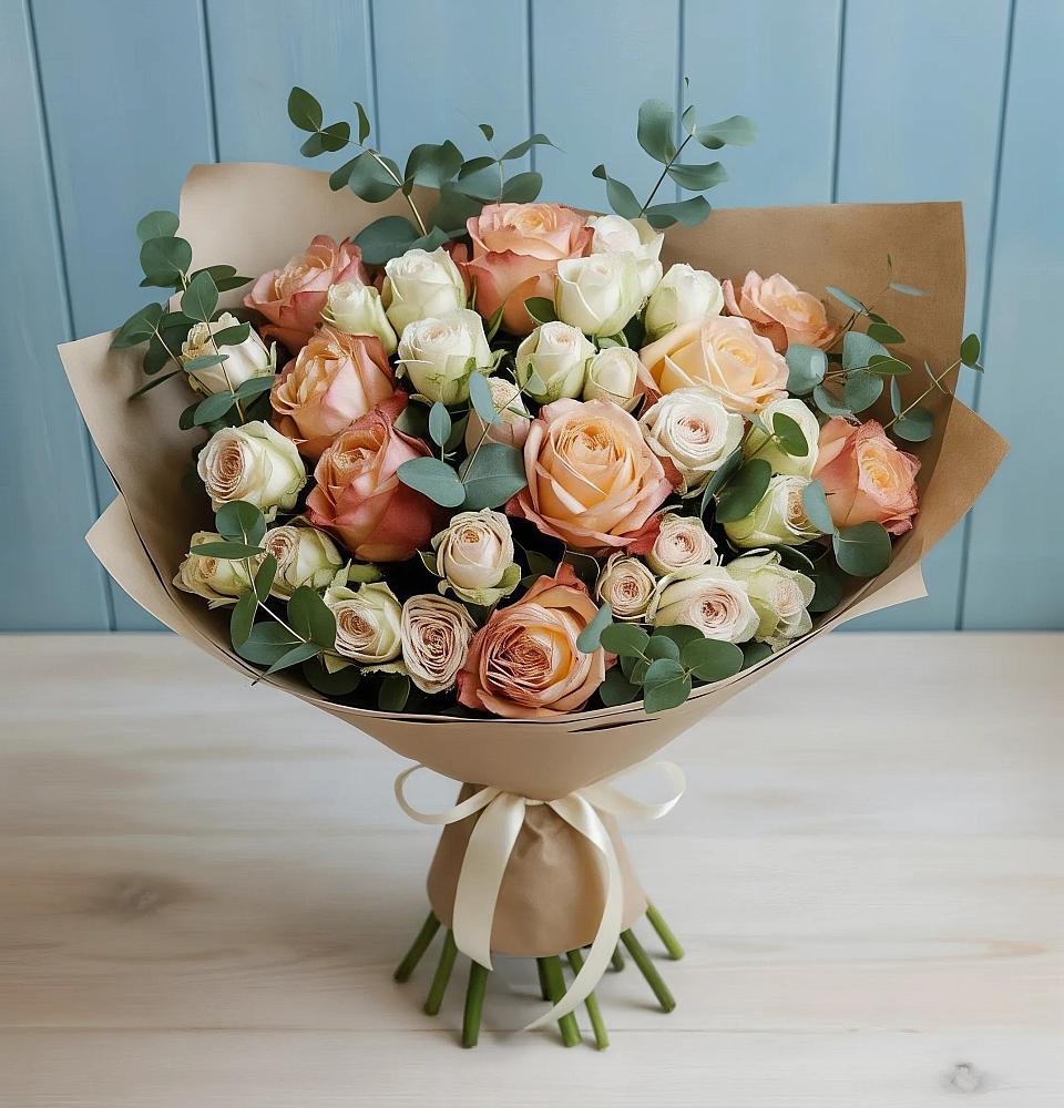 Букет цветов из: Альстромерии и Розы в Лакинске