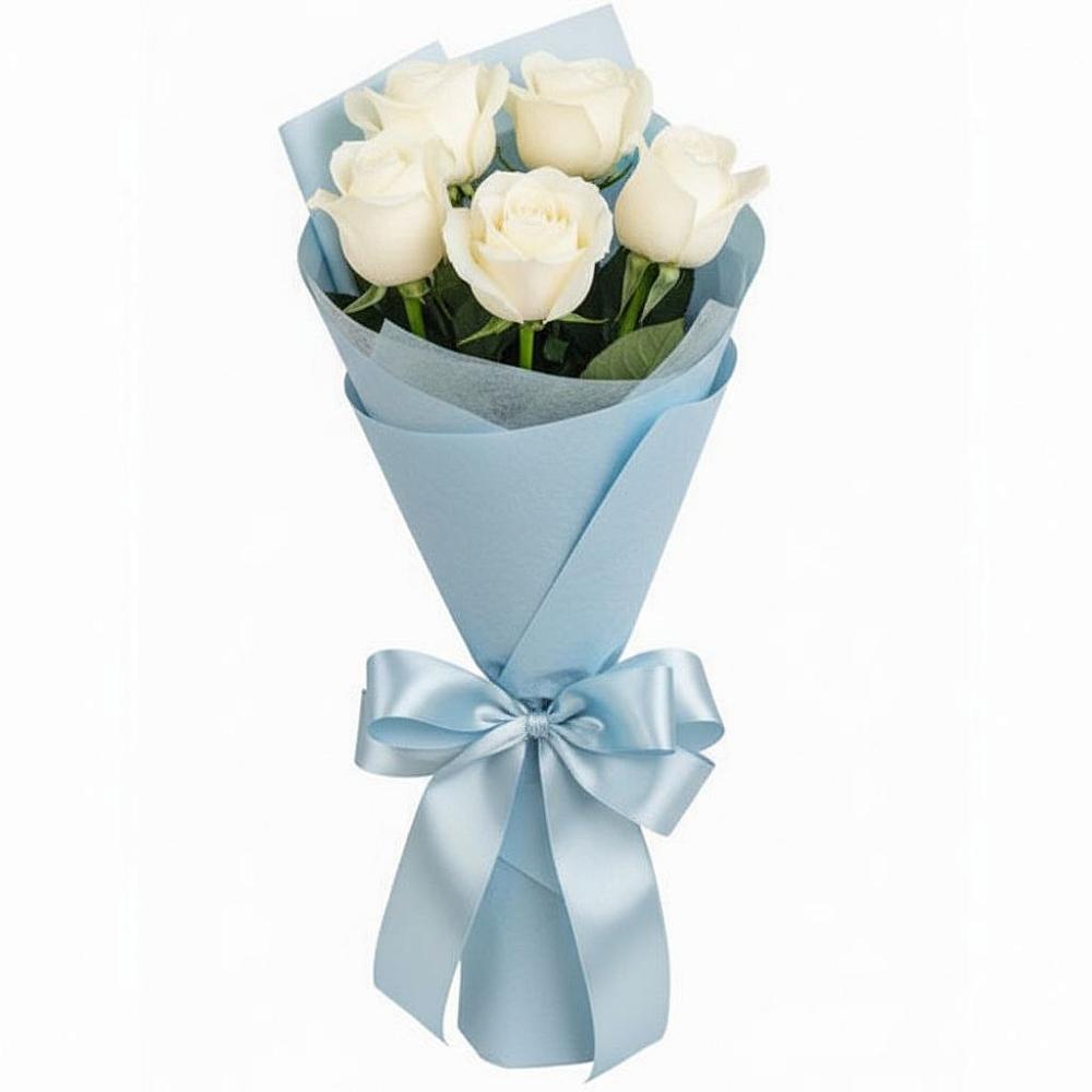 Букет 5 Белых роз Проуд в Лакинске