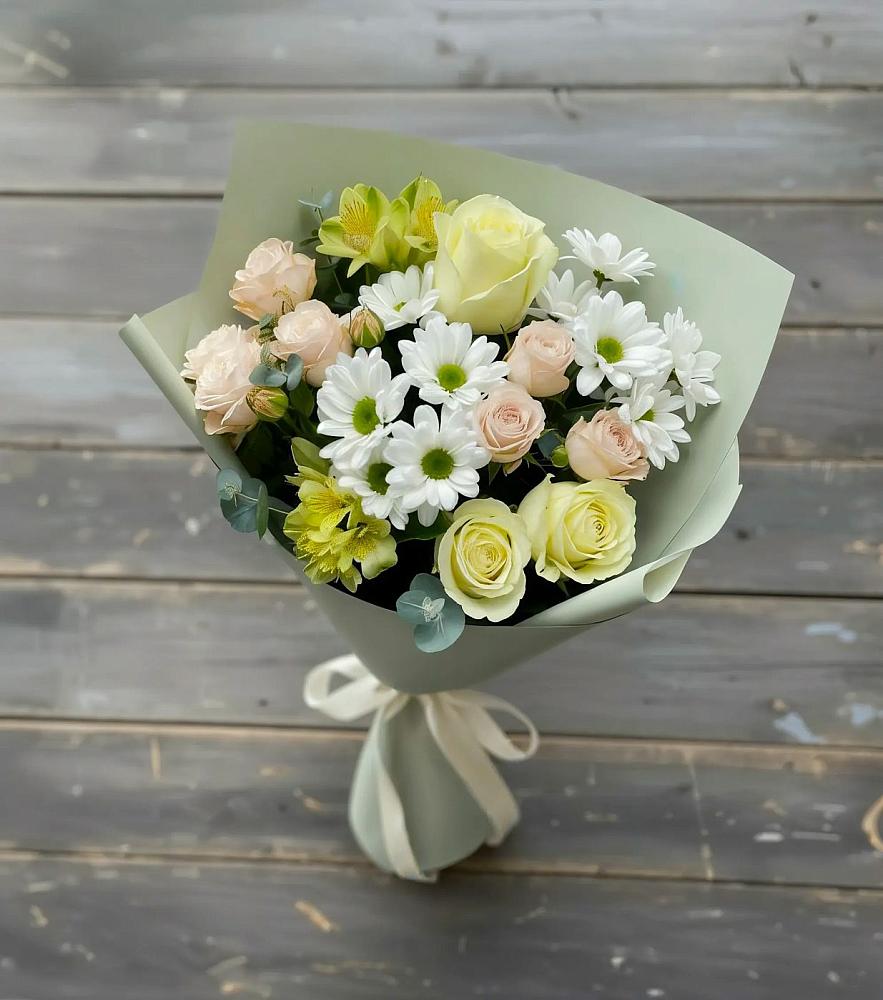 Букет цветов из: Альстромерии, Розы и Хризантемы в Лакинске