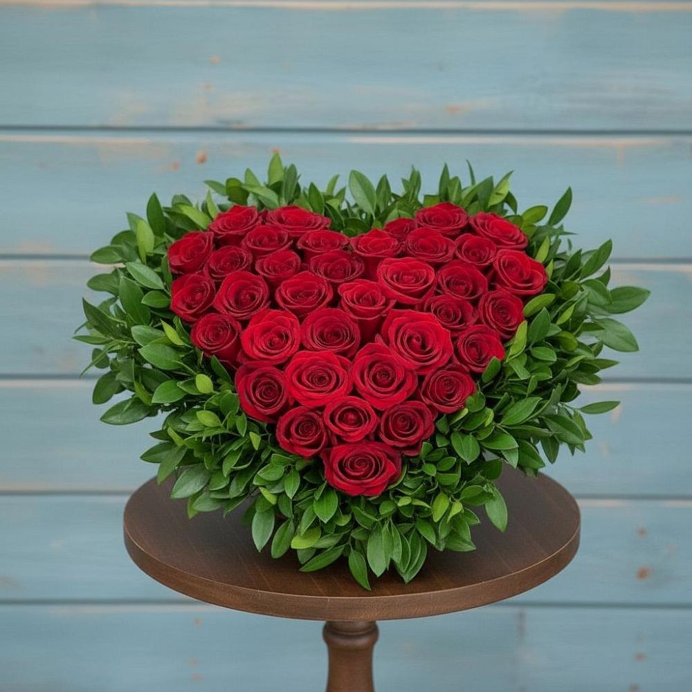 Цветочная композиция из Розы в виде сердца в Лакинске